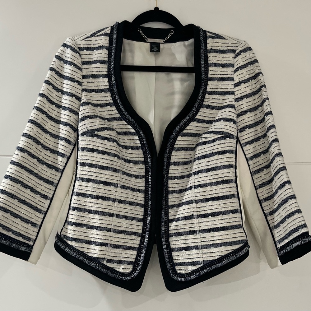 New WHBM Striped Women's Blazer, Women’s Navy and White Size 6 Jacket